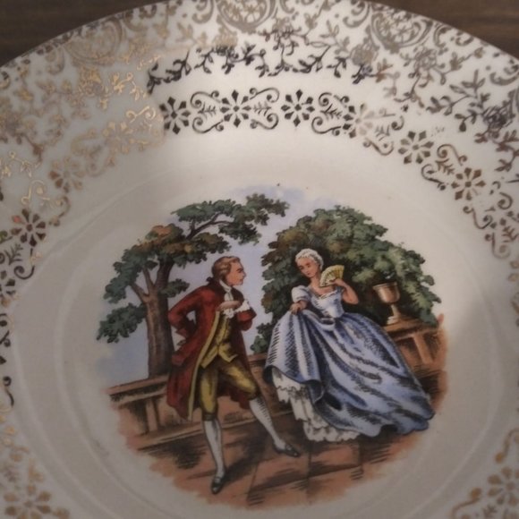 Cronin China Co. Dancing Colonial Couple 9 3/8" Di - Picture 1 of 3